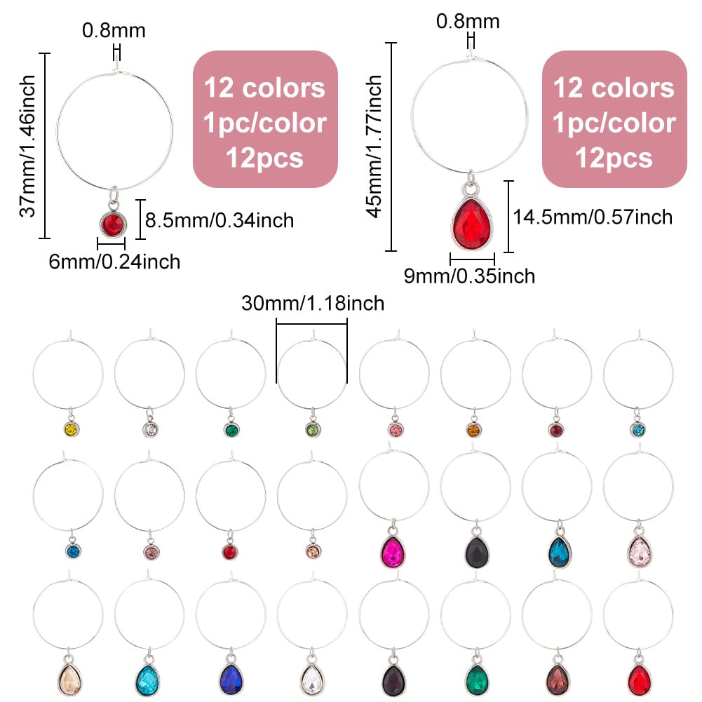 BENECREAT wine glass markers flat round rhinestone ideal for weddings and beach parties