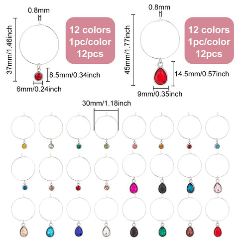 BENECREAT wine glass markers flat round rhinestone ideal for weddings and beach parties