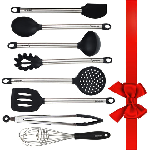 Beneloni tongs with a sturdy stainless steel handle for safe flipping