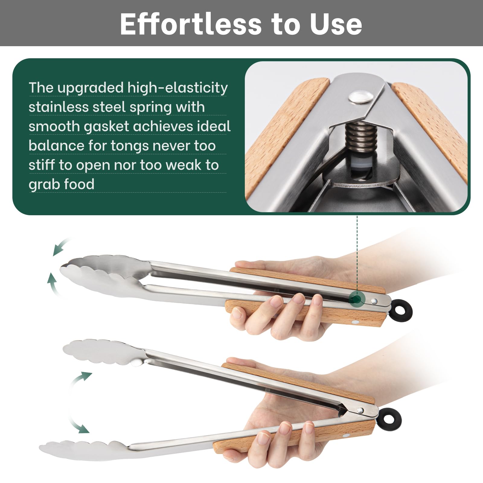 Beneno 600°F heat-resistant tongs suitable for high-heat cooking
