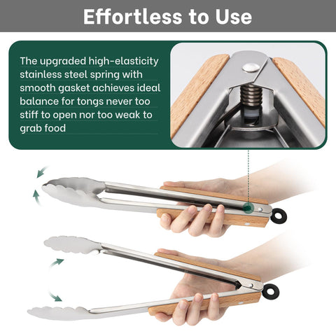 Beneno 600°F heat-resistant tongs suitable for high-heat cooking