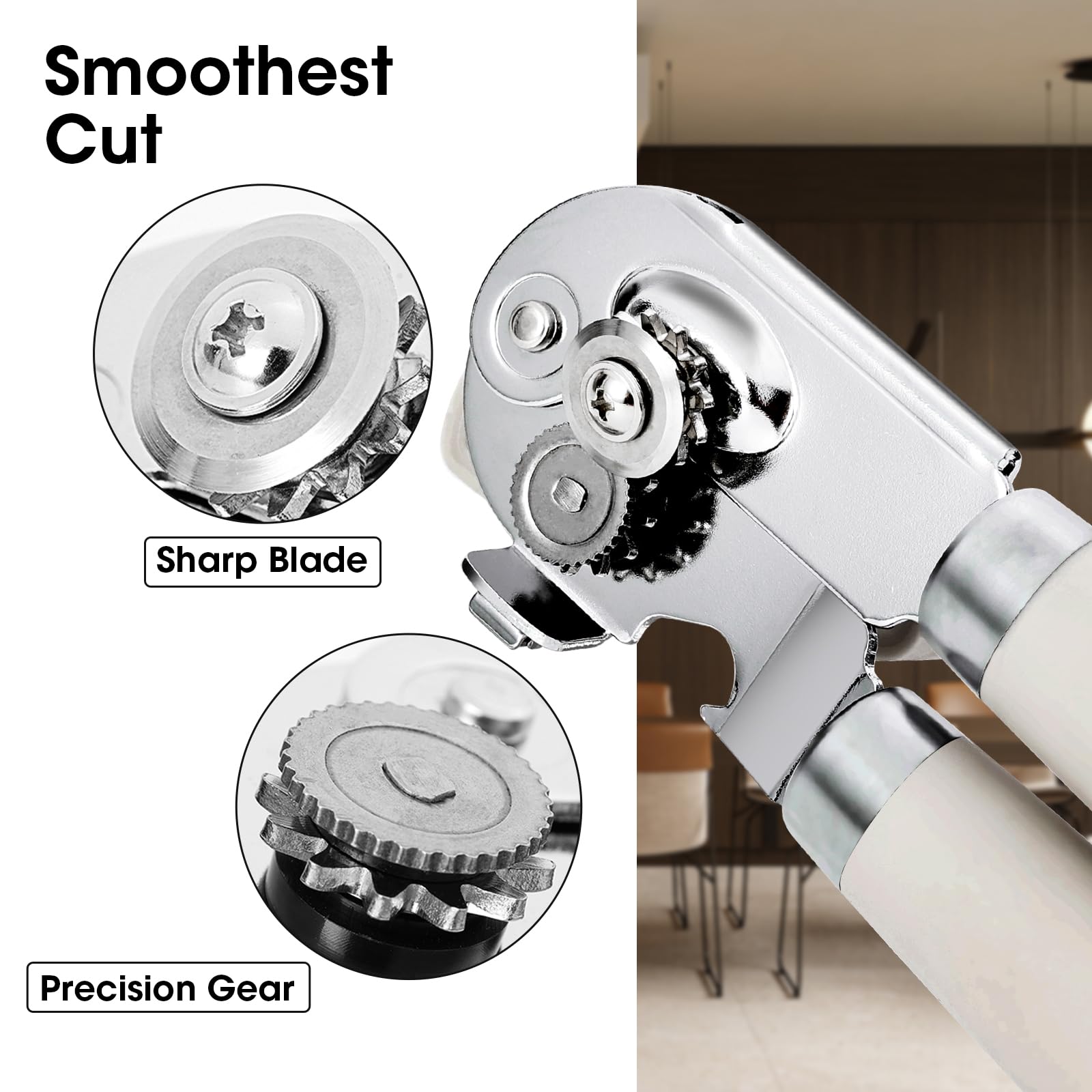 Beneno durable carbon steel blade cuts lids smoothly with precision.