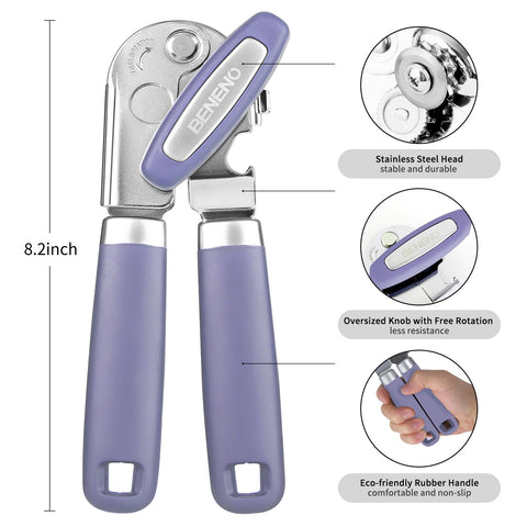 Beneno can opener features soft-grip handle for comfortable use