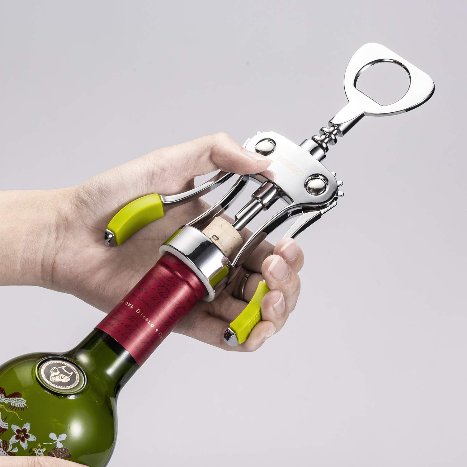Beneno dual-function corkscrew and bottle opener ideal for gatherings.