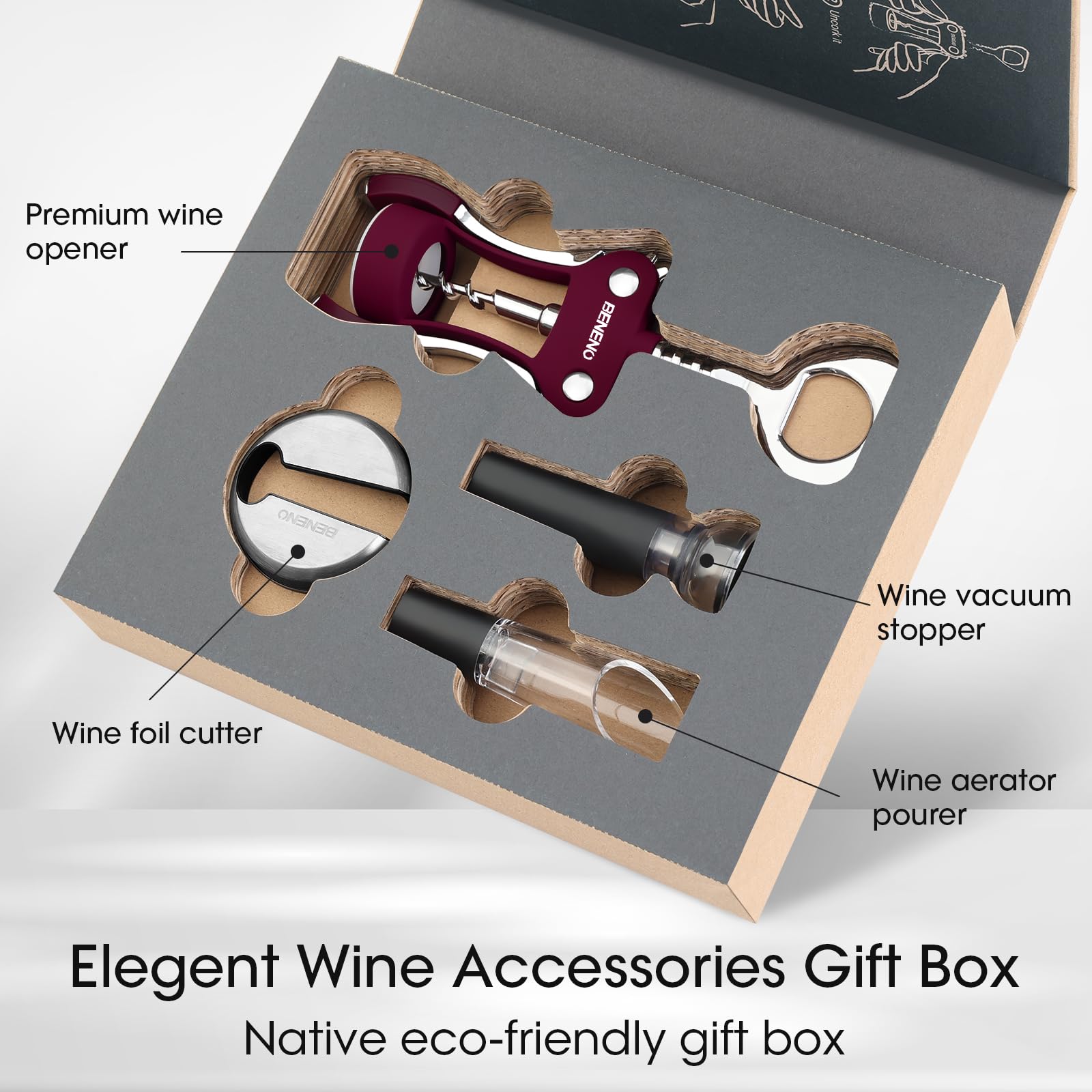 Beneno foil cutter stainless steel enables safe foil removal with a single twist