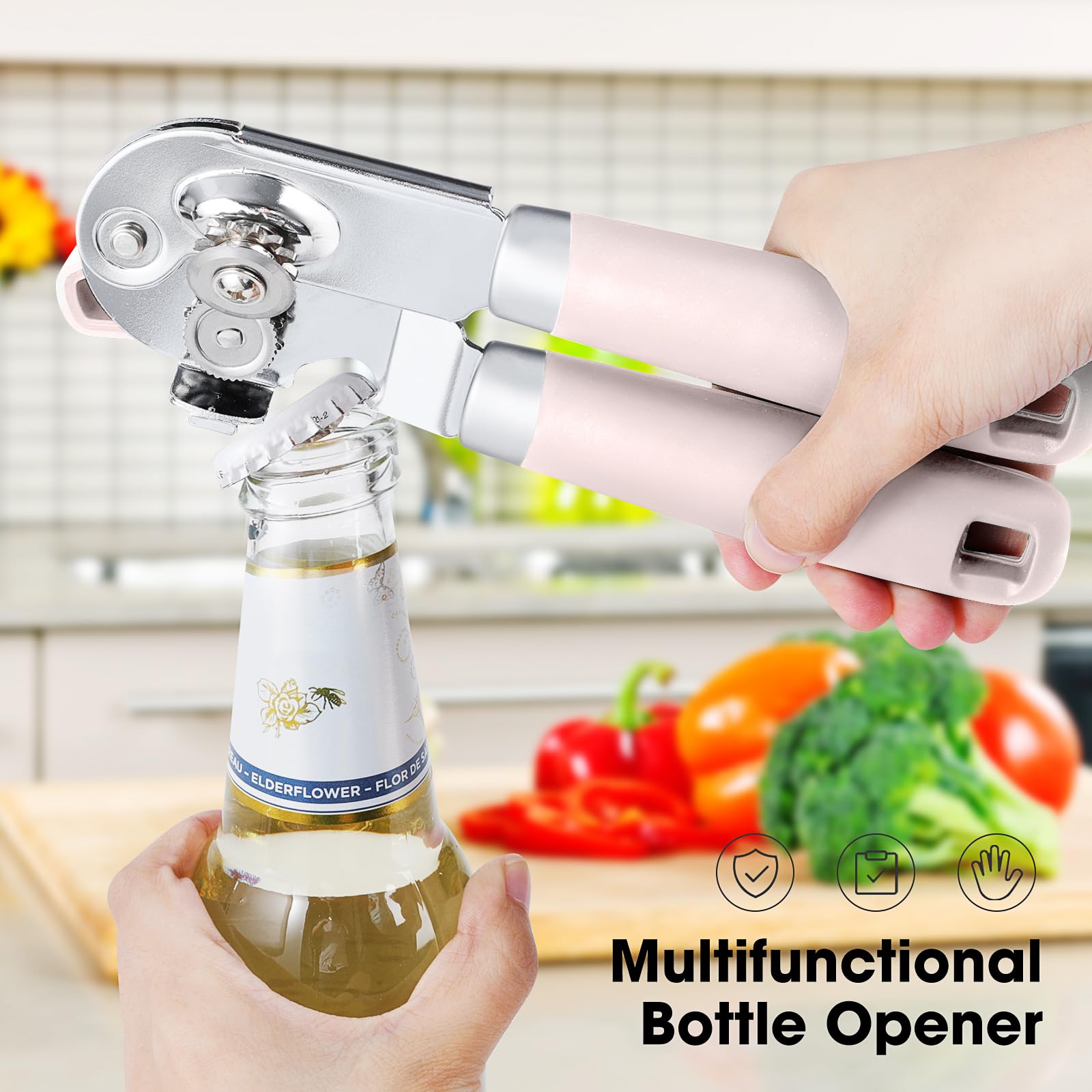 Beneno multifunctional opener with built-in bottle opener