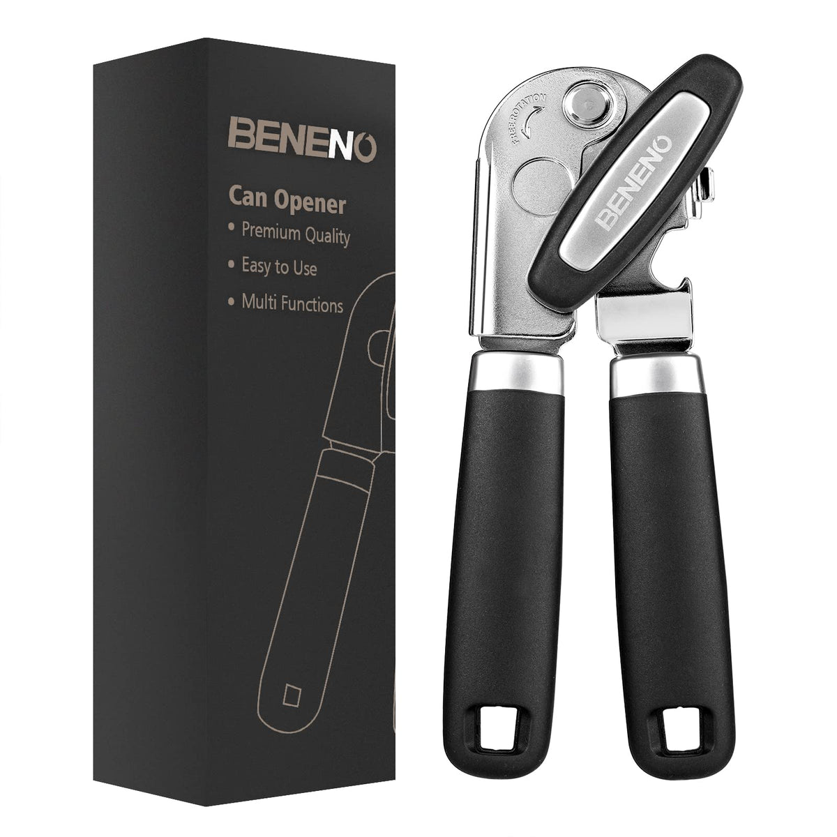Beneno heavy duty hand can opener with magnet glides smoothly for effortless kitchen use.