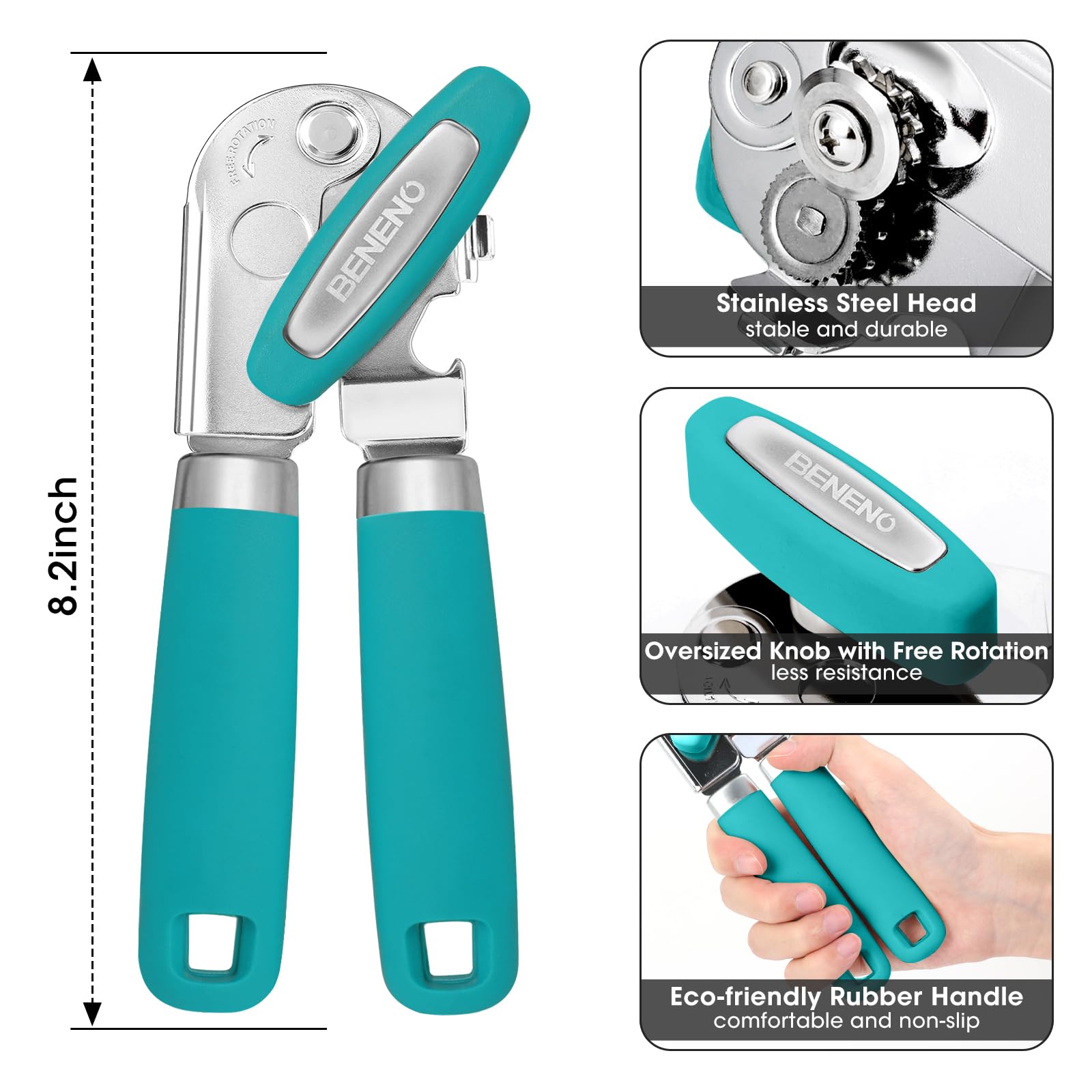 Beneno soft grip handle provides comfortable, slip-resistant turning