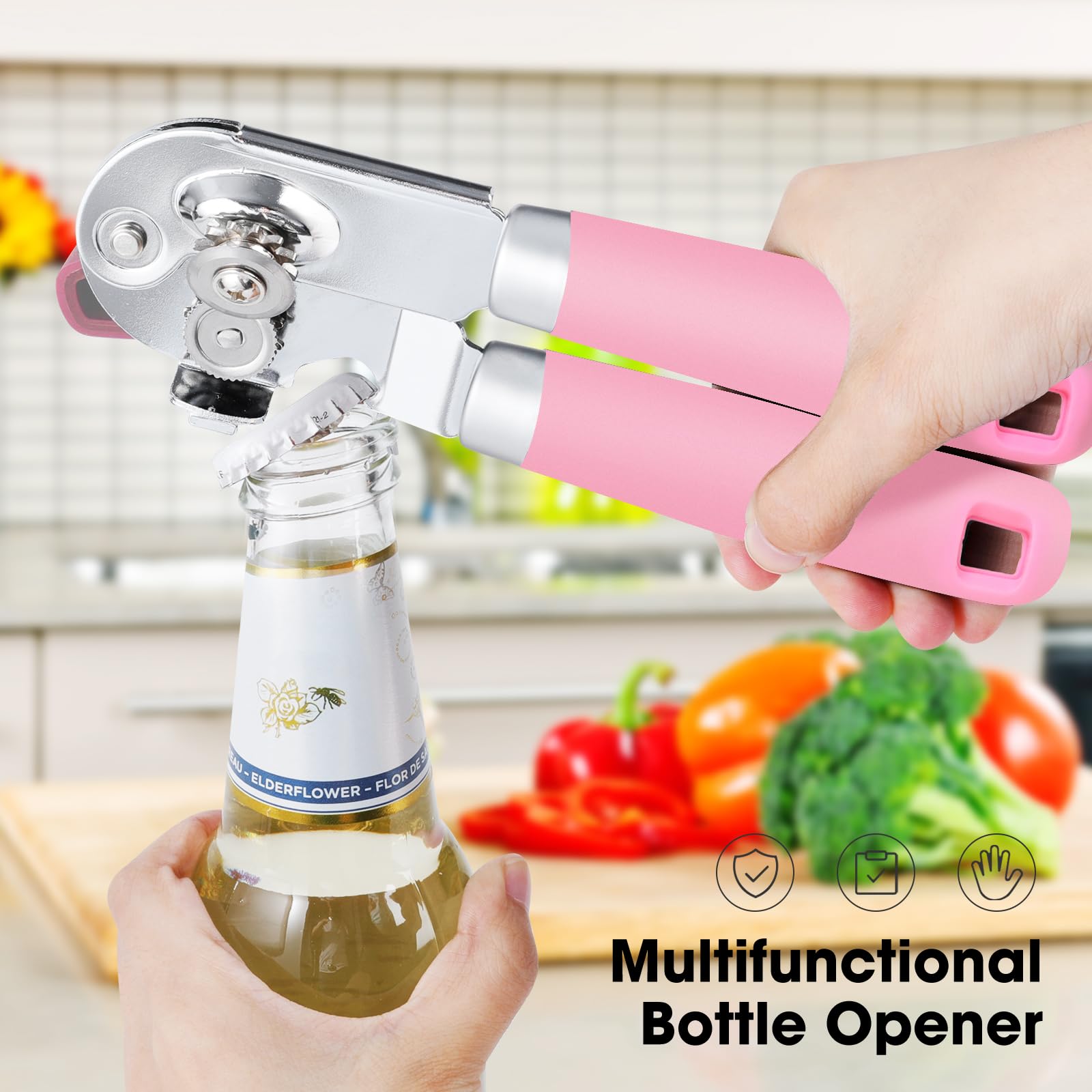 Beneno magnetic-lid-puller keeps lids away from fingers after cutting.