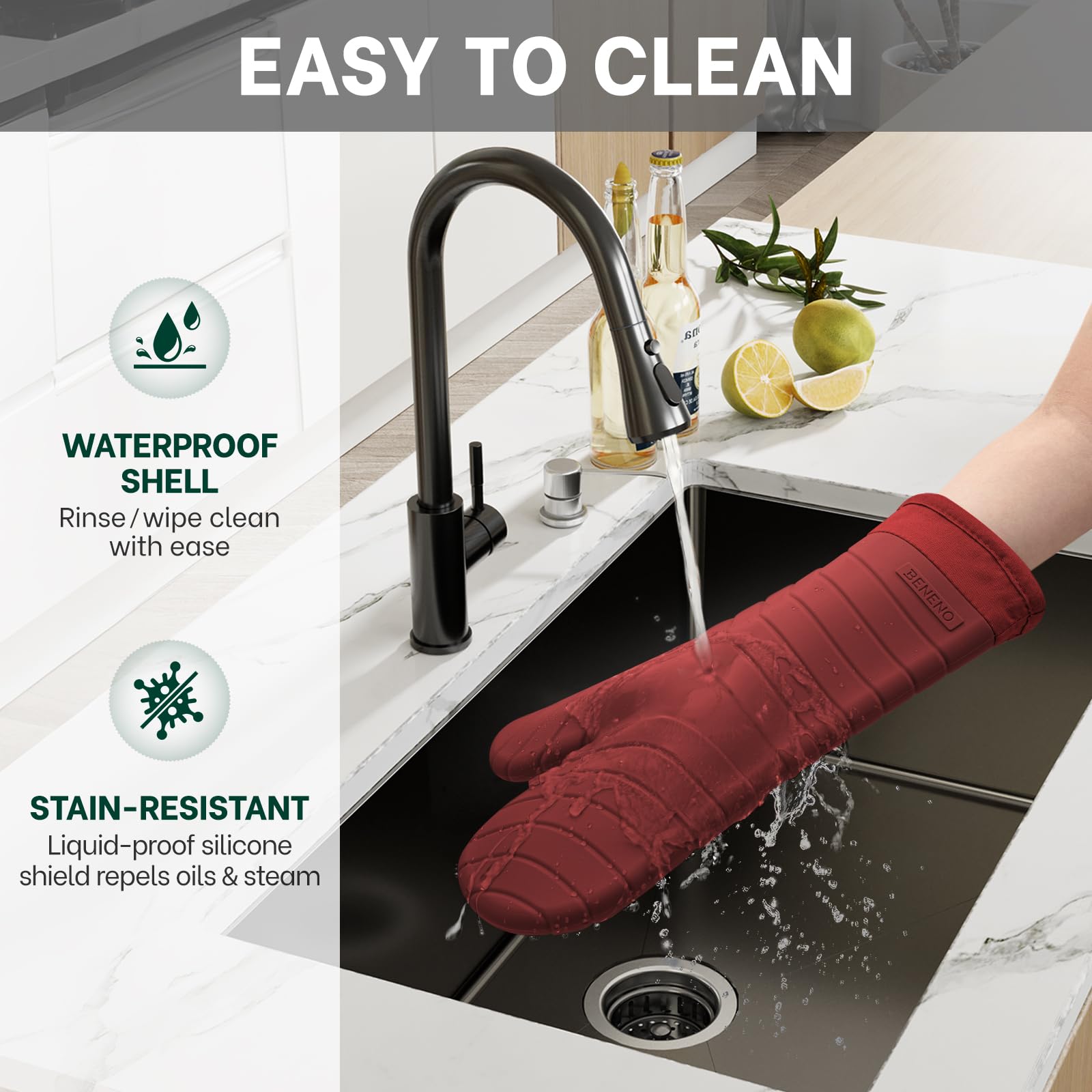 Beneno mitts ideal for stovetop use and pan handling