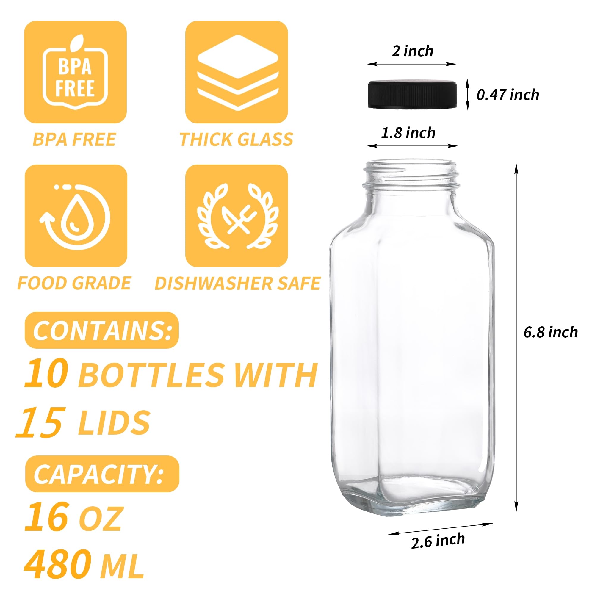 Benestanti glass bottle lid with inner gasket for a tight, leak-free seal