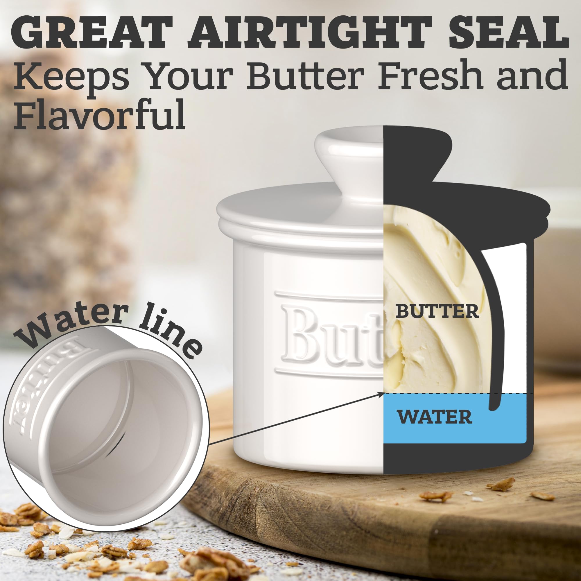 Benicci fits a standard 4.4 oz butter stick for daily use.