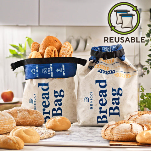 Benicci airtight double-lock bag seals bread tightly for longer freshness