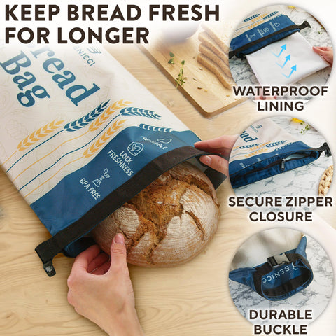 Benicci fridge storage bag extends bread life with cool storage