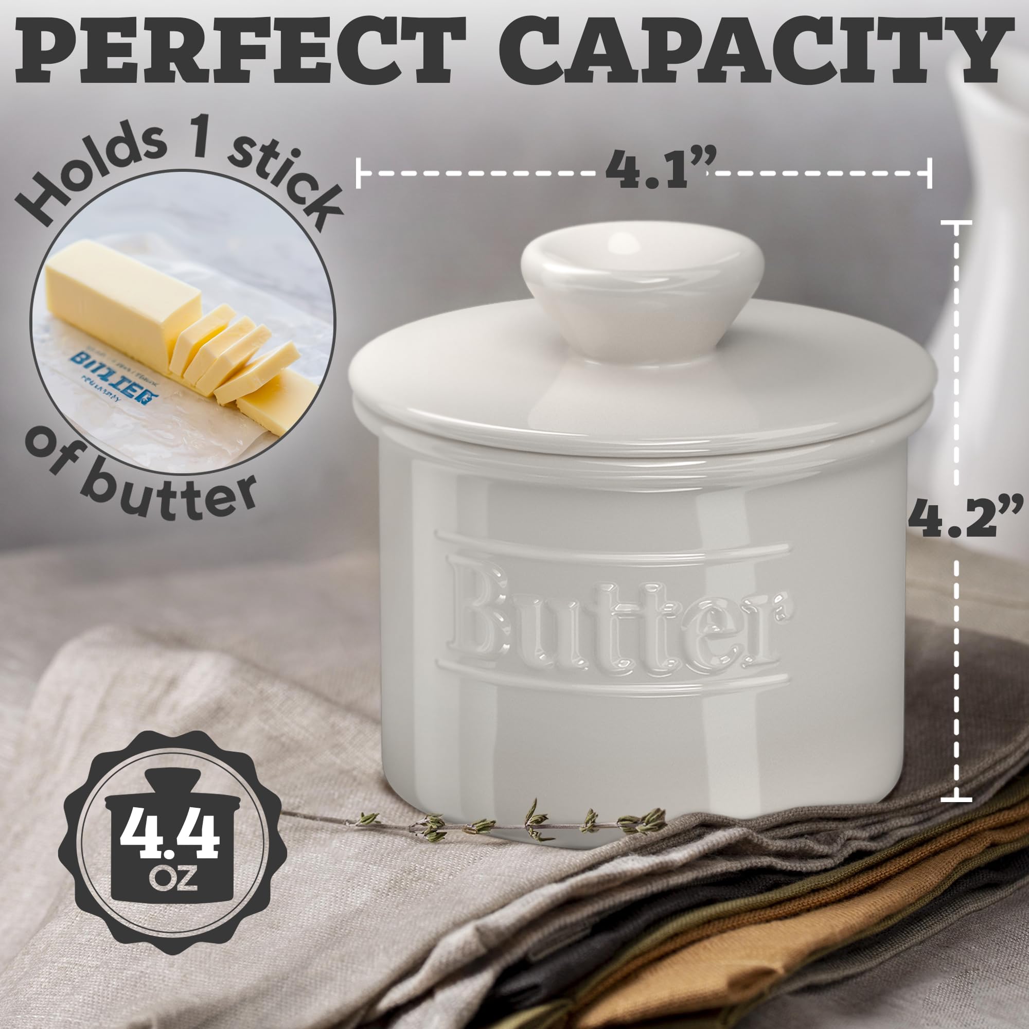 Benicci ceramic butter bowl is dishwasher safe for effortless cleaning.