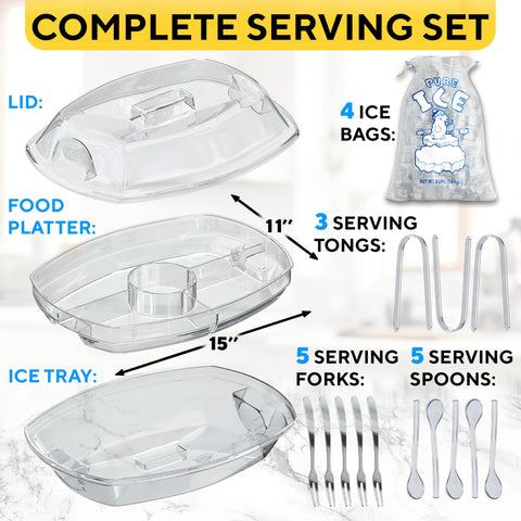 Benicci ice-underneath cooling tray preserves foods for hours during outdoor events