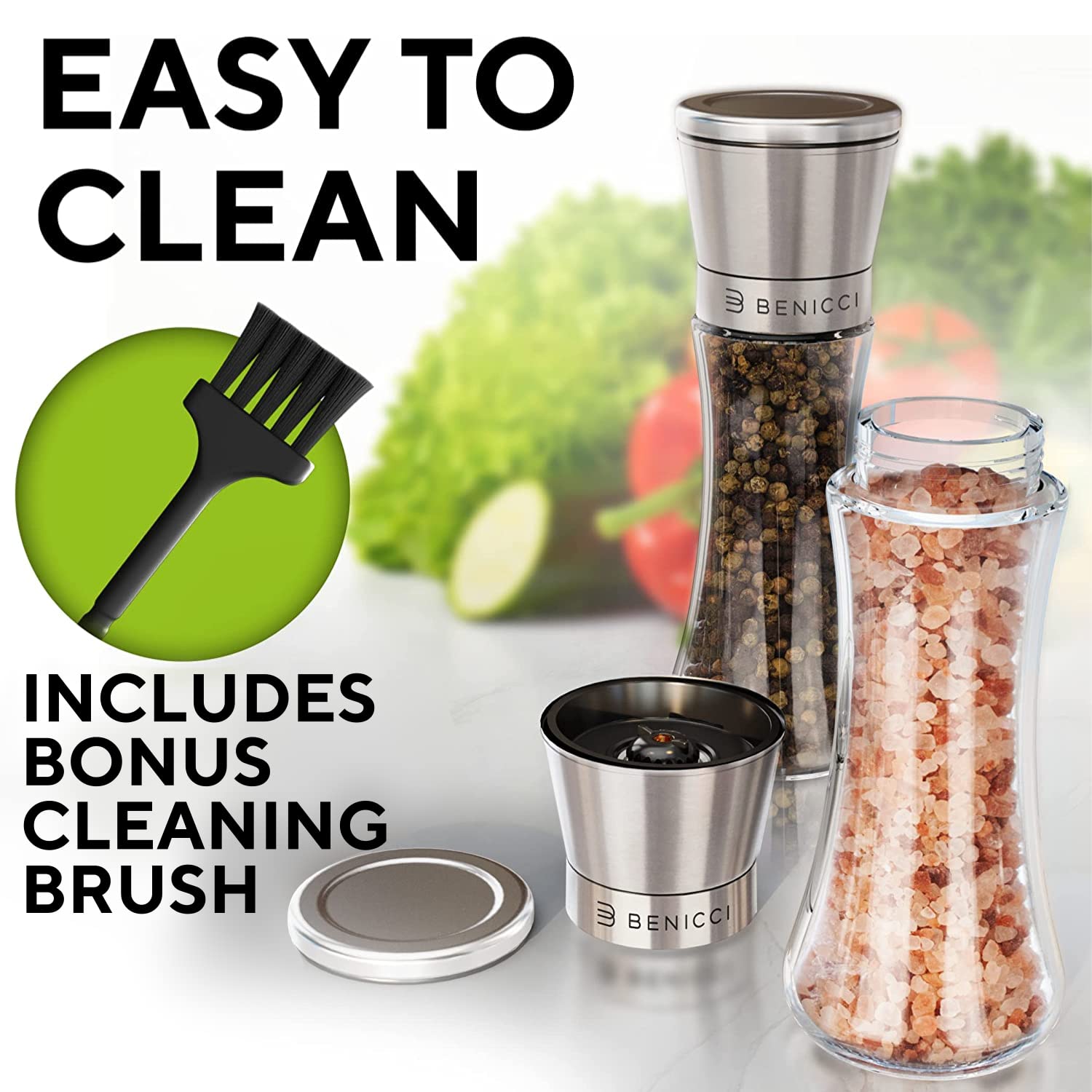 Benicci sleek stainless design suits modern kitchens and dining tables.