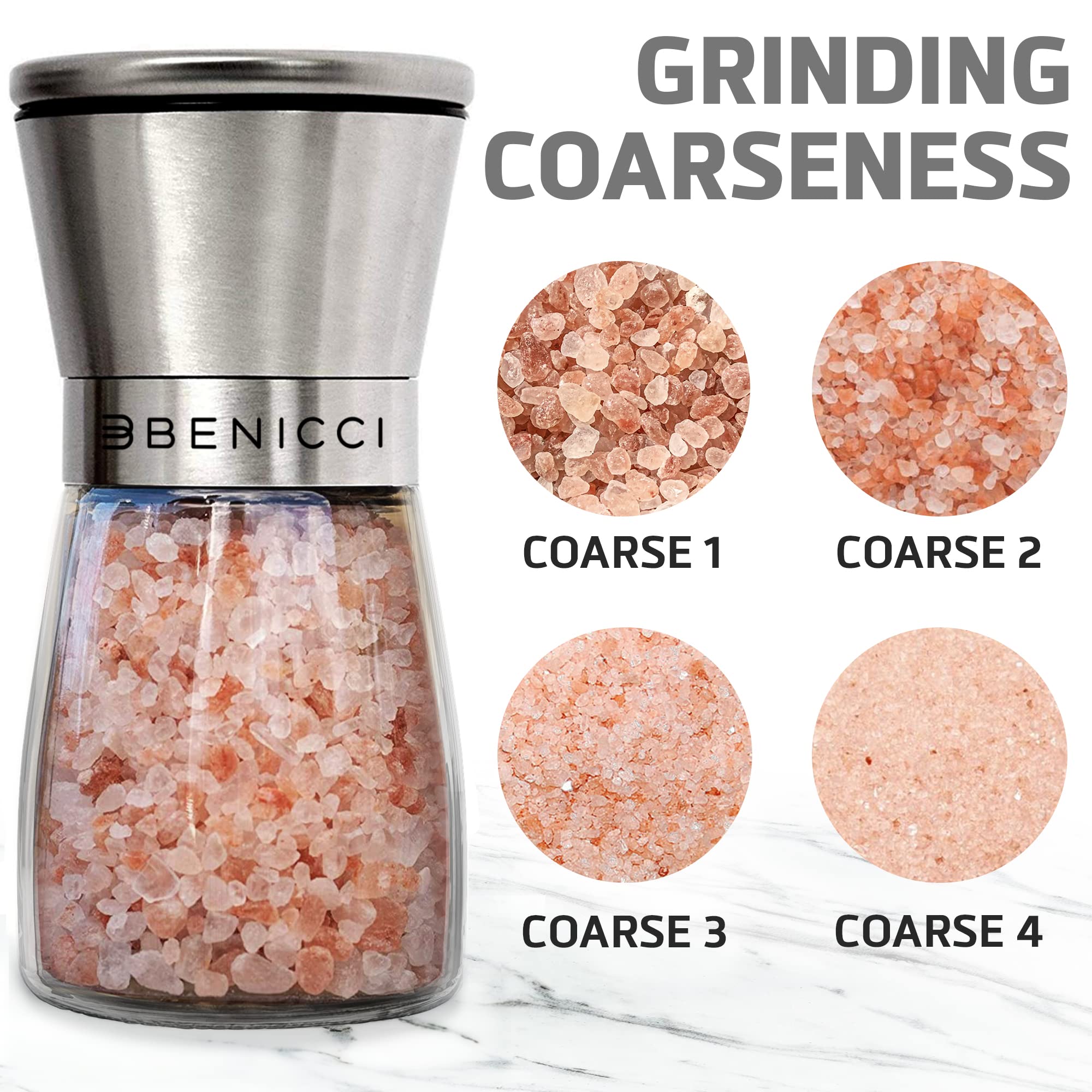 Benicci stainless steel brushed finish adds a modern kitchen touch.