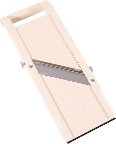 Benriner Super Slicer beige with straight-edge blade for even, consistent slices.