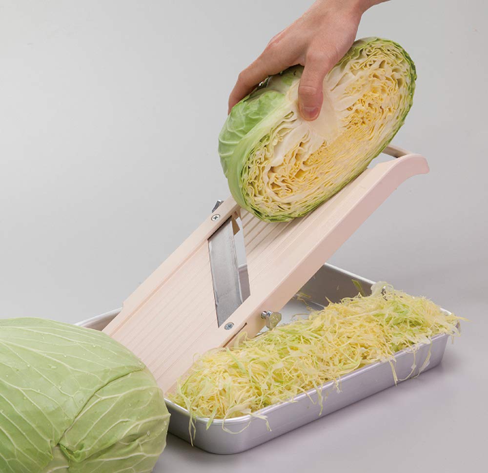 Benriner Super Standard Madoline Slicer Almond flat blade ensures smooth, consistent slices