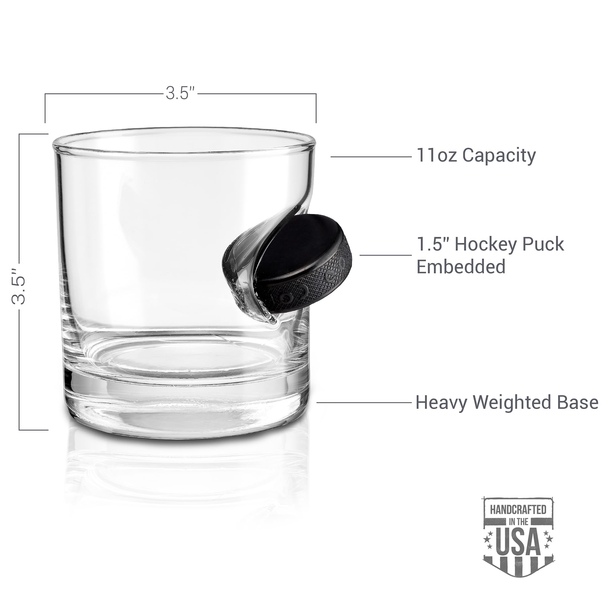 BenShot authentic family-made hockey puck glass, designed by the father and son team.