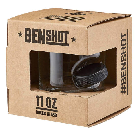 BenShot handmade in the USA glass crafted in Wisconsin highlights the embedded puck.