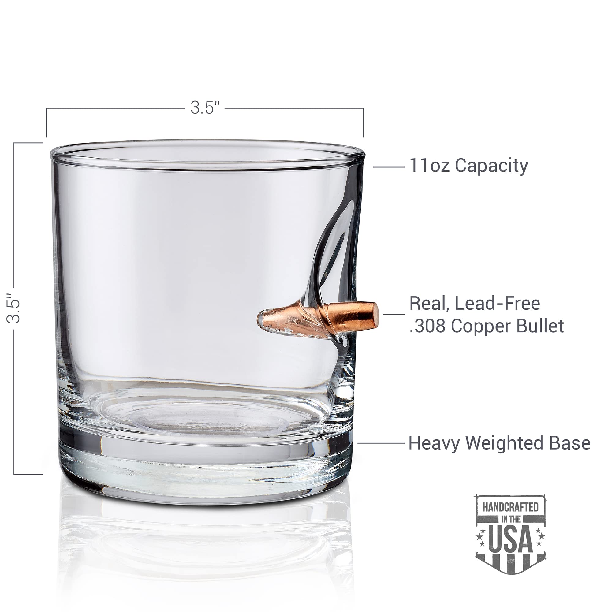 Handmade BenShot glass from Wisconsin, crafted in the USA.