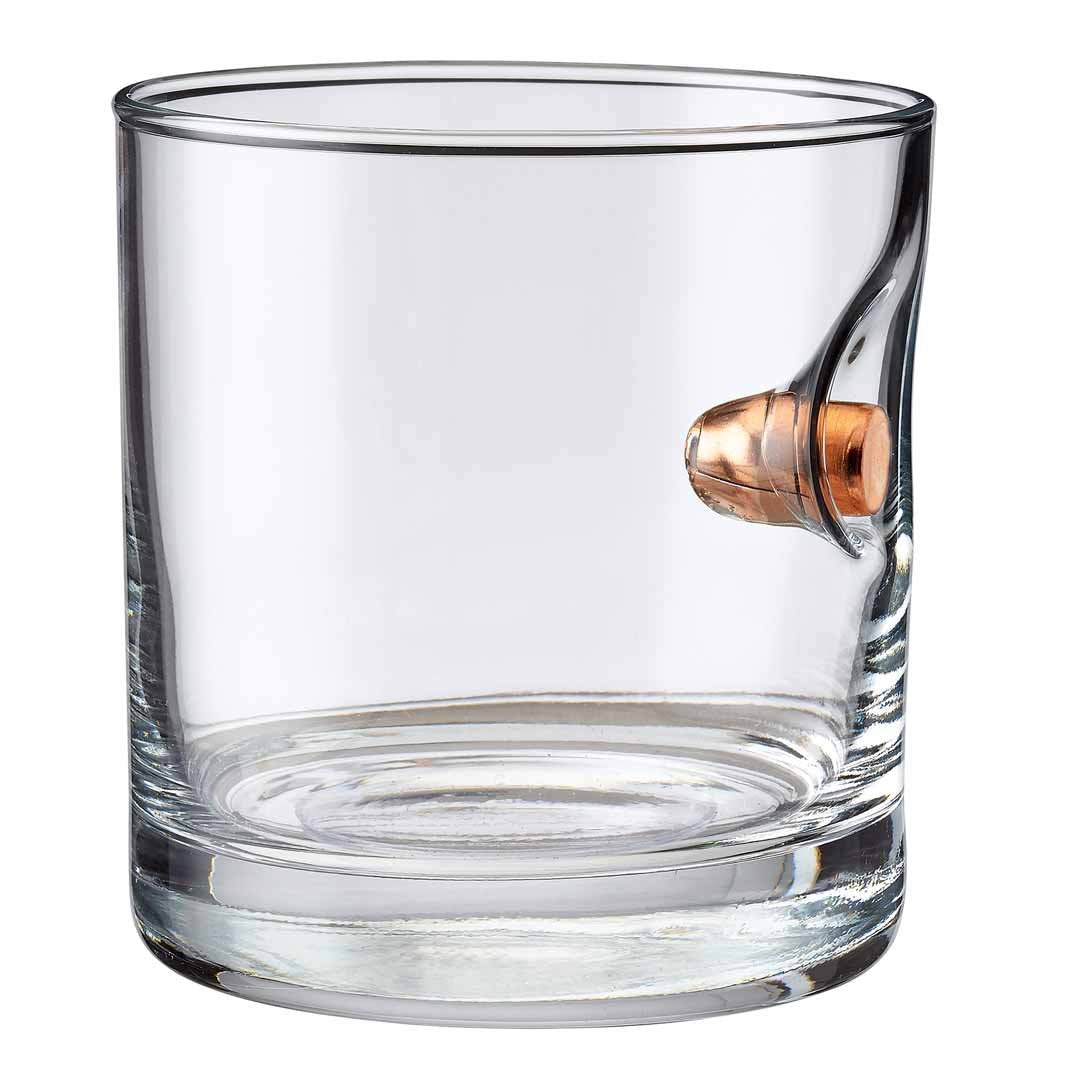 BenShot rocks glass close-up showing real 0.45 ACP bullet for a striking look