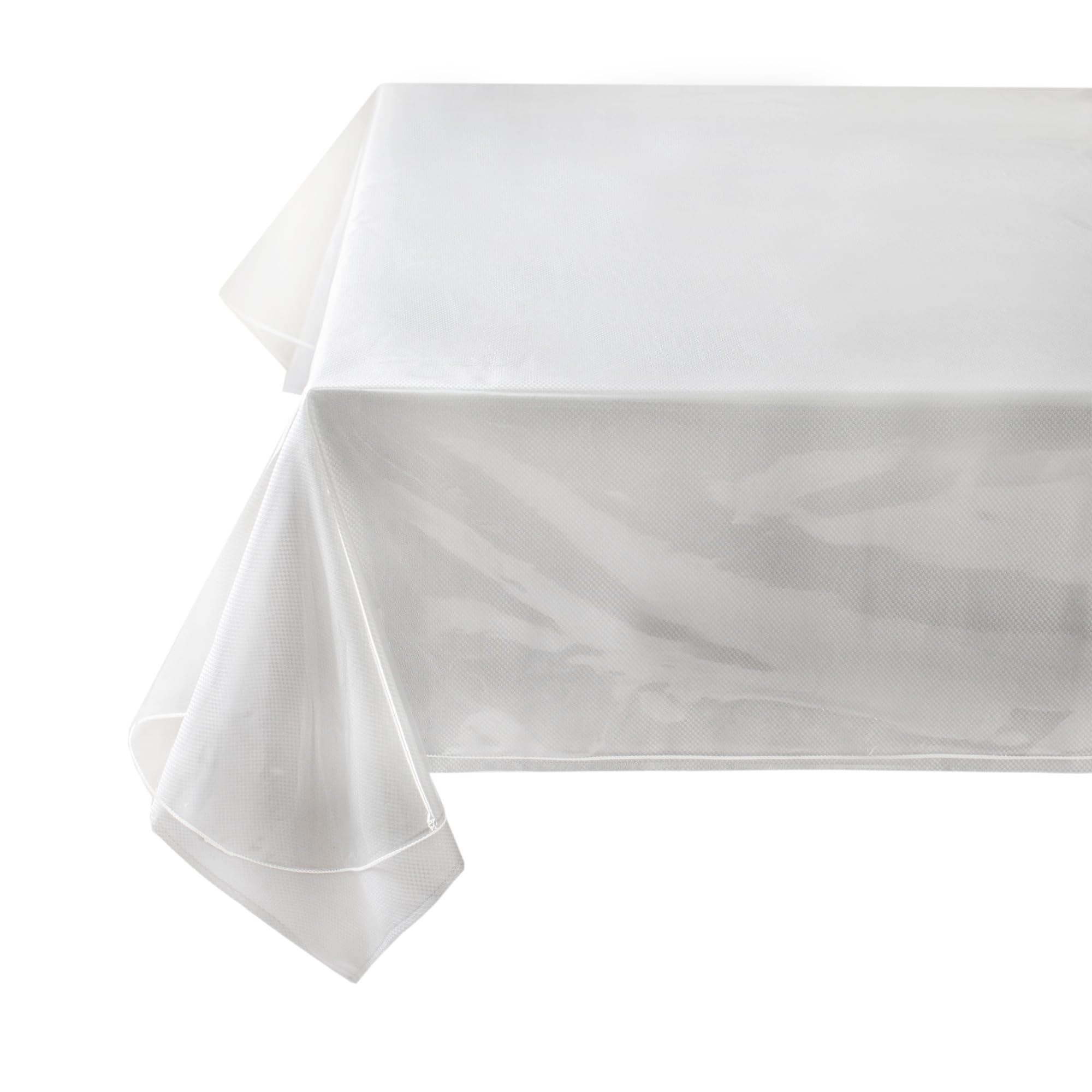 Benson Mills heavy-duty crystal-clear tablecloth protects surfaces while showcasing wood grain.
