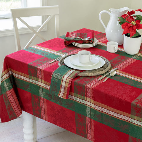 Benson Mills heavyweight jacquard weave close-up highlighting durable luxury for winter tables