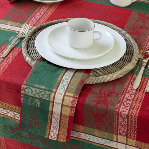 Benson Mills Holiday Legacy 18x18 napkins shown for banquet-style dining.