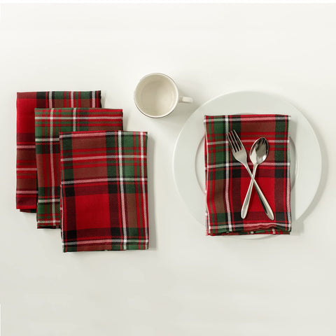 Benson Mills holiday plaid napkins 18x18 red for festive table settings