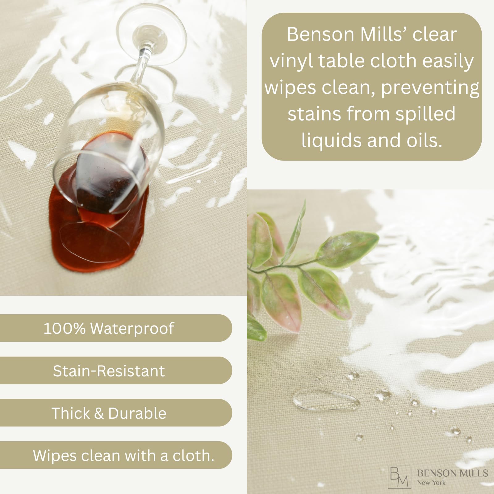 Benson Mills multipurpose clear tablecloth overlay used over a surface