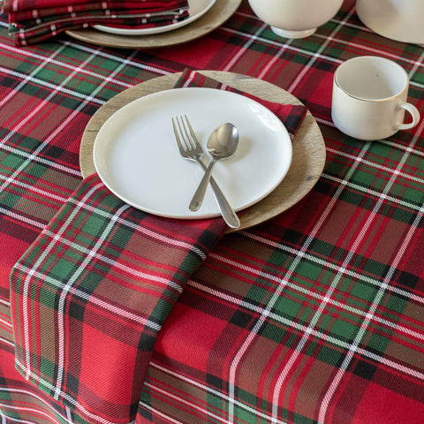 Benson Mills napkins paired with coordinating table linens for a complete holiday look