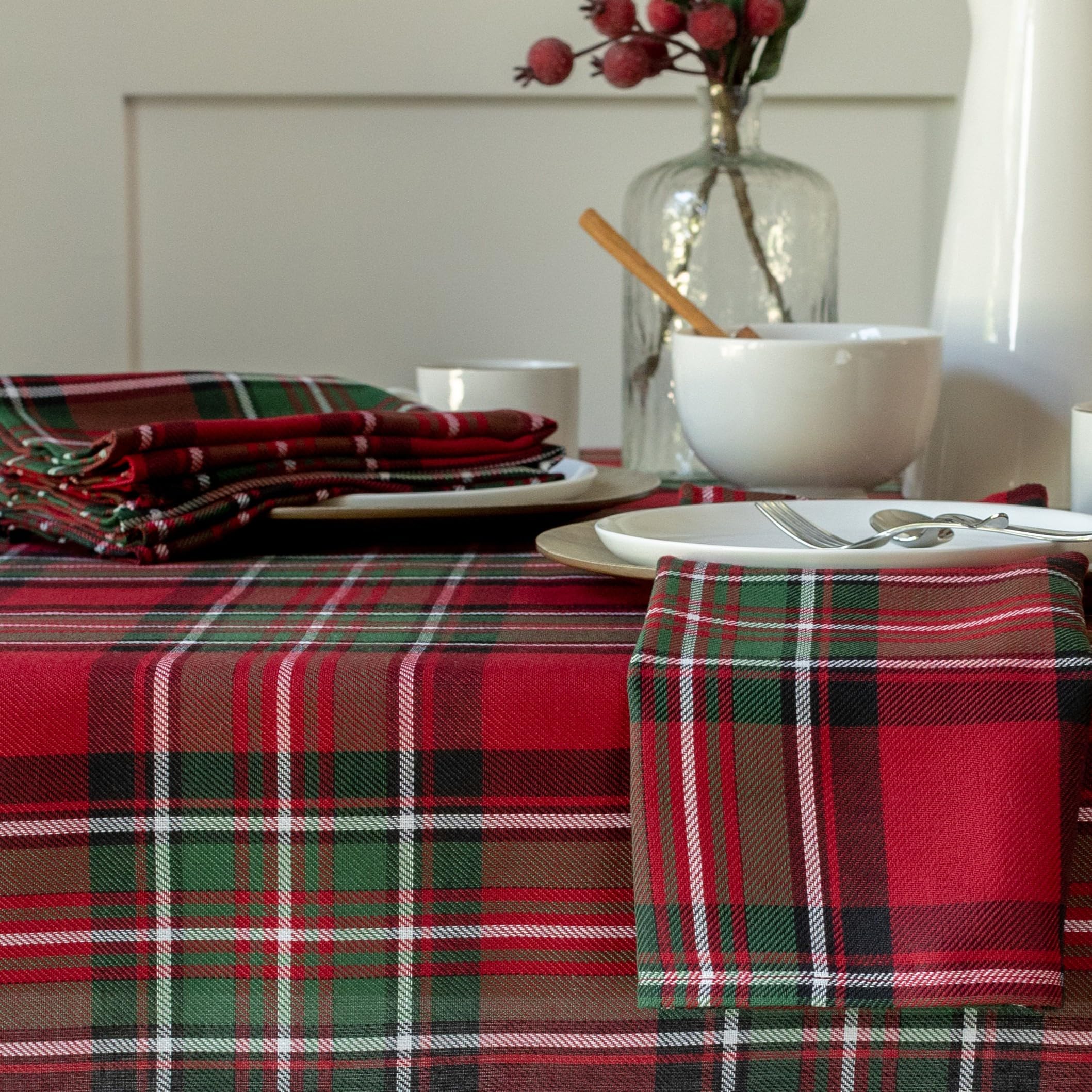 Benson Mills holiday plaid napkins enhance winter dinner gatherings