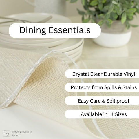 Benson Mills waterproof and stain-resistant tablecloth protector guarding a 60x84 table
