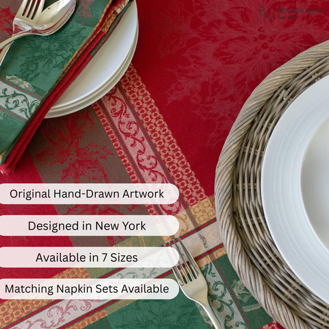 Benson Mills winter plaid dining tablecloth creates a festive centerpiece for family meals.