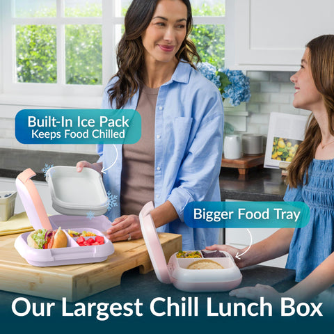 Bentgo Chill Max ice pack under tray keeps lunches cool for hours.
