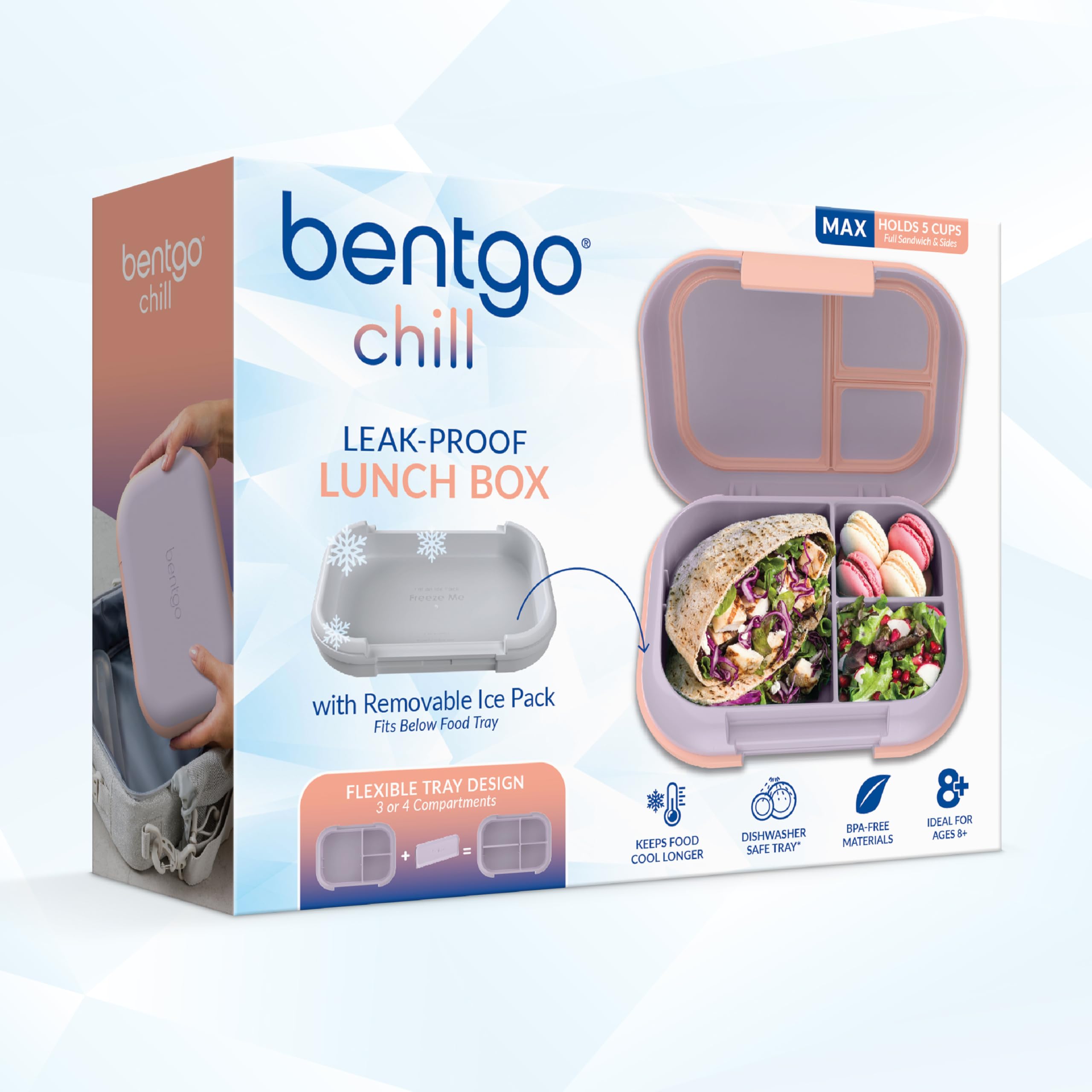Bentgo Chill Max packaging shows included ice pack and divider.