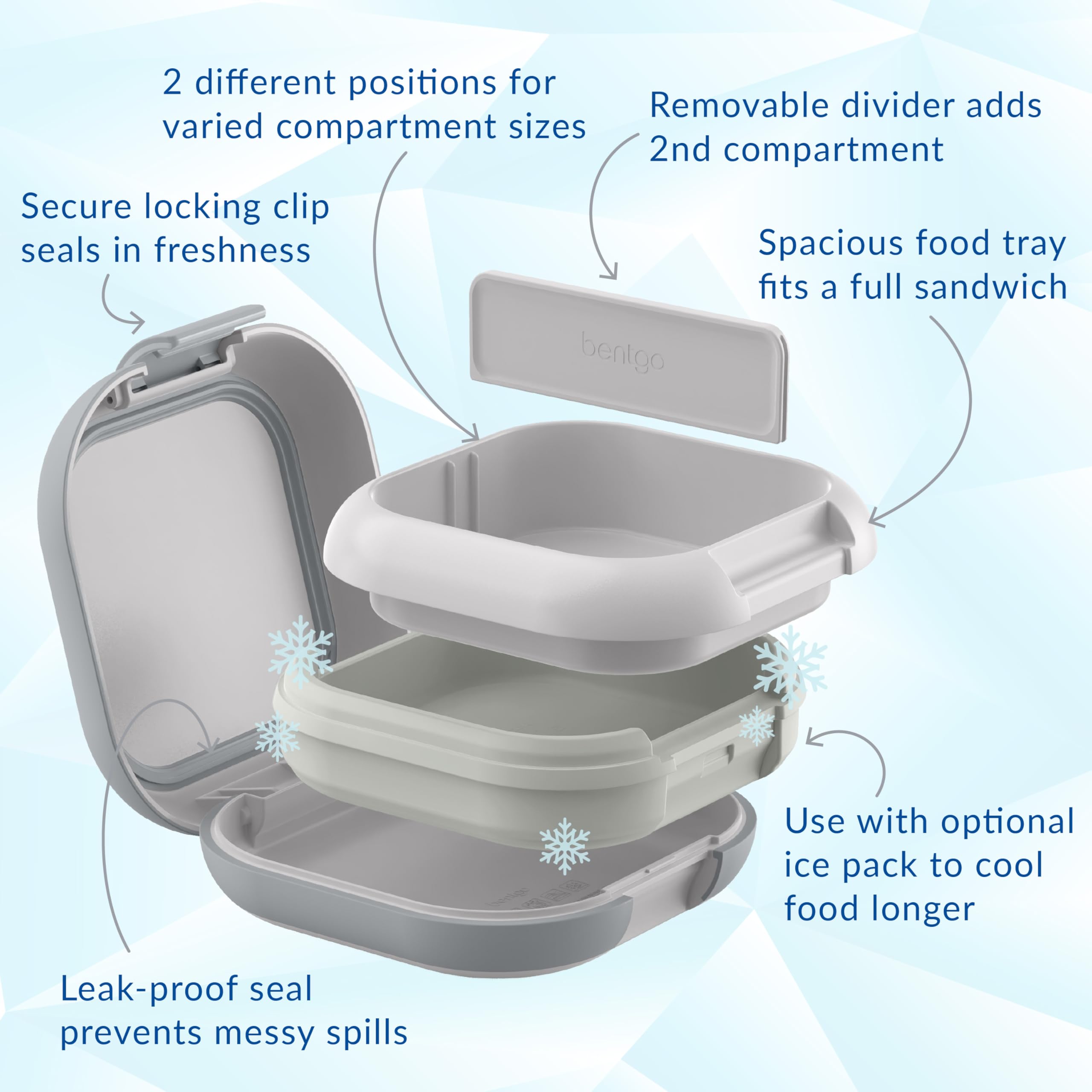 Bentgo Chill Mini 2.7-cup capacity fits a sandwich or assorted snacks
