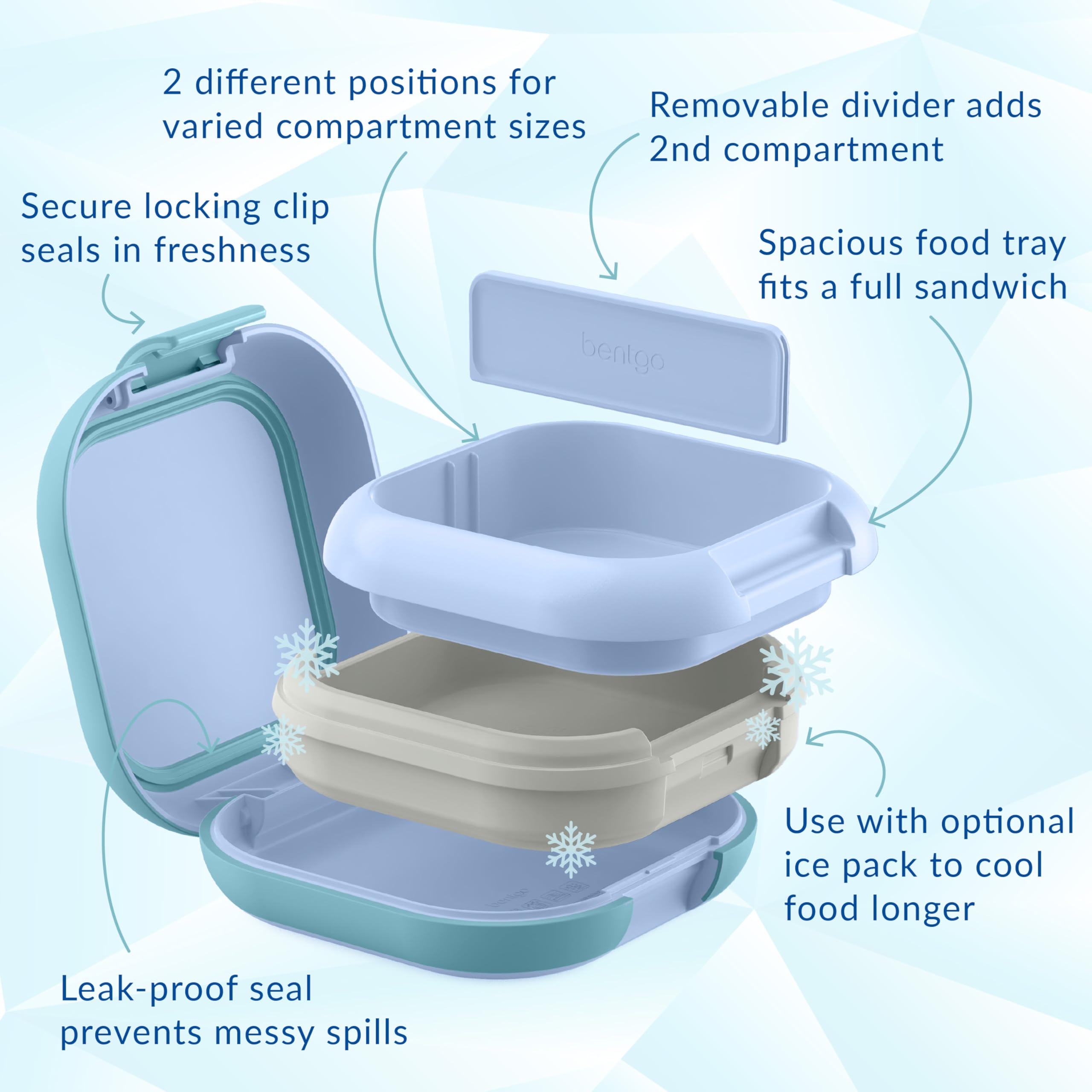 Bentgo Chill Mini 2.7-cup capacity suits small meals for any age.
