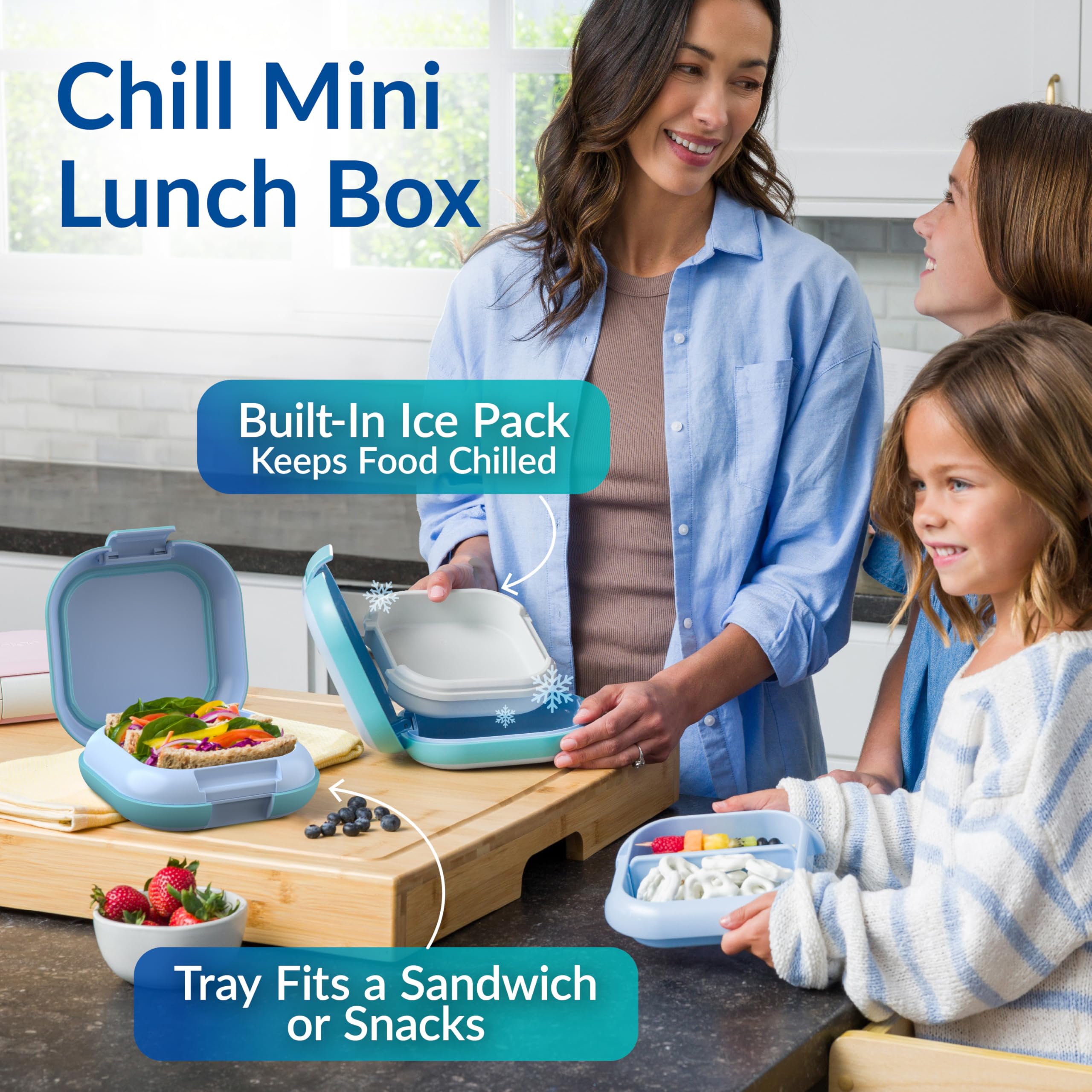 Bentgo Chill Mini leak-proof latch prevents spills during transport.