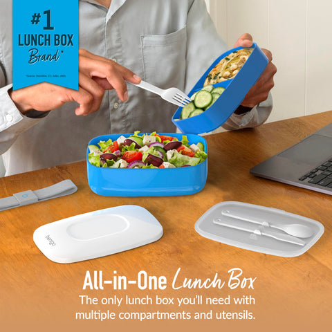 Bentgo Classic blue interior with three compartments for portioned meals