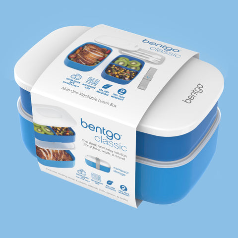 Bentgo Classic blue dishwasher-safe containers simplify cleanup after meals