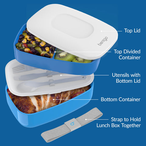 Bentgo Classic blue strap and durable exterior for on-the-go lunches