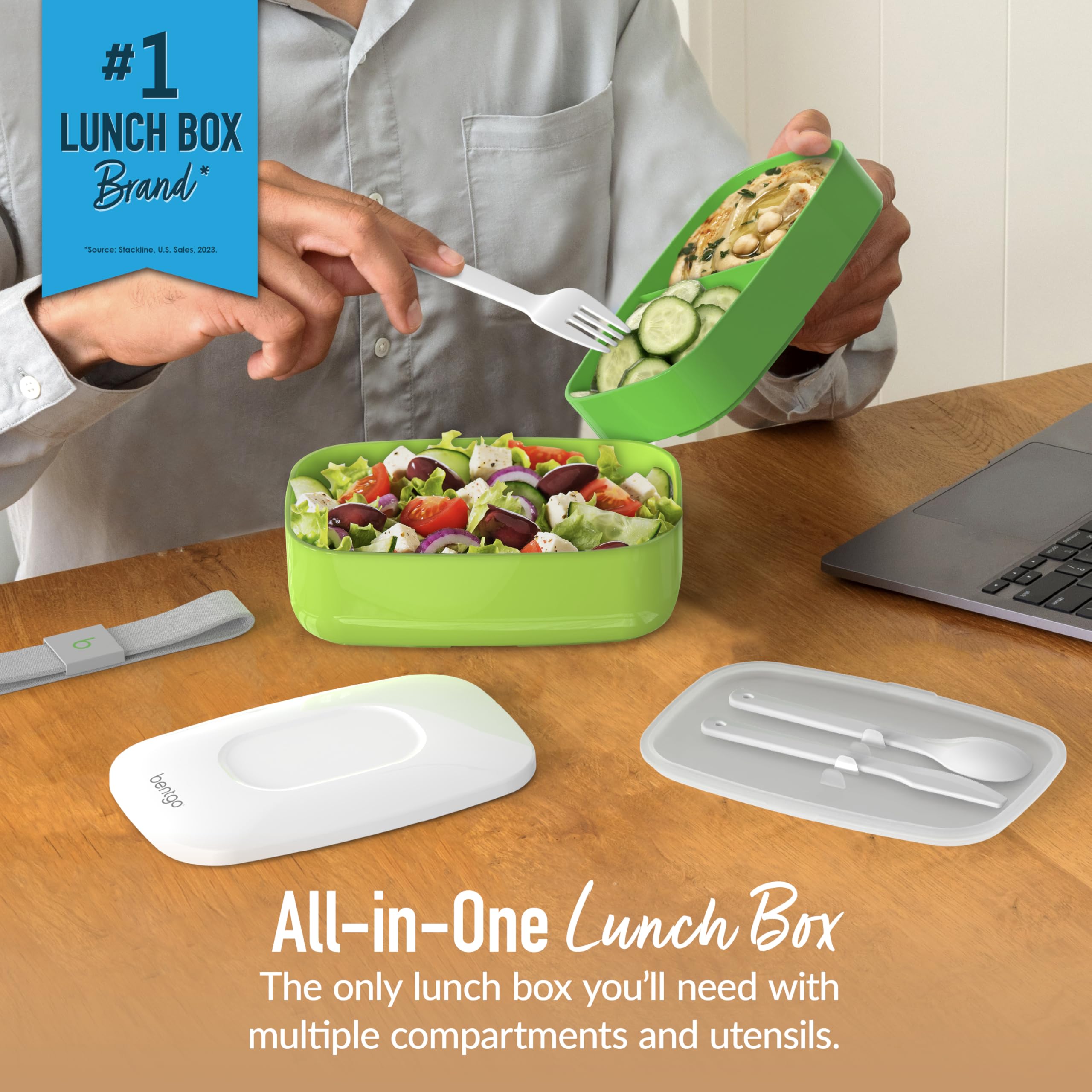 Bentgo Classic built-in utensils simplify packing and reduce clutter.