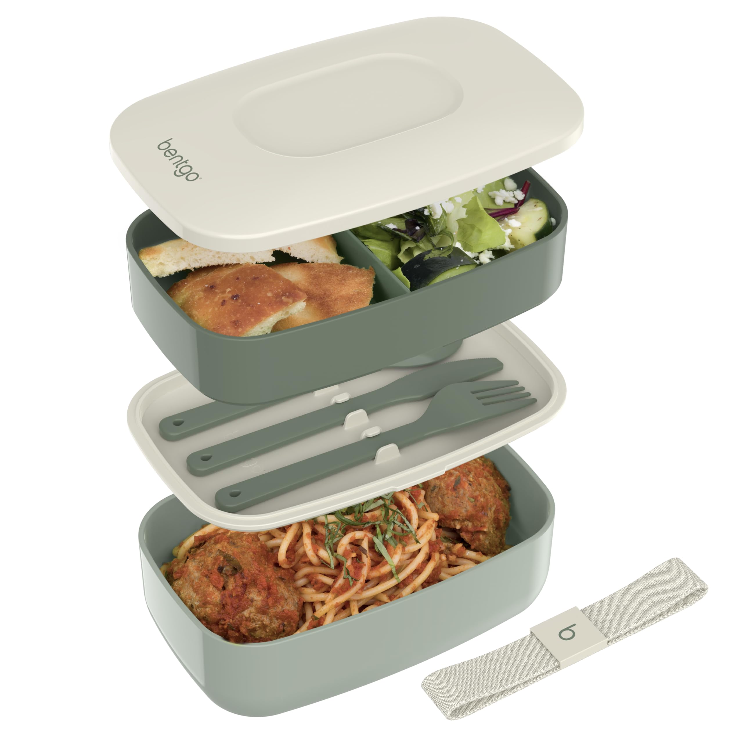 Bentgo Classic khaki green lunchbox top view for on-the-go meals