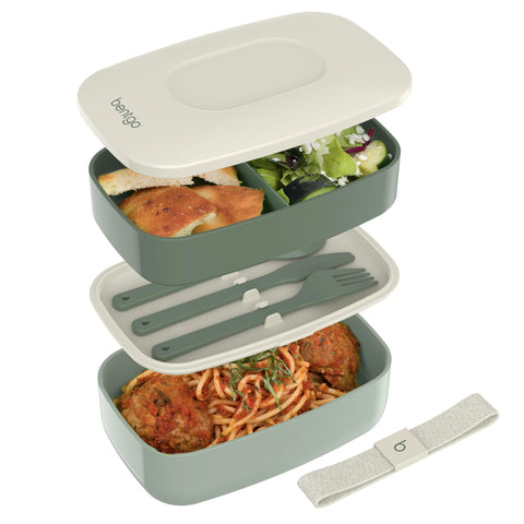 Bentgo Classic khaki green lunchbox top view for on-the-go meals