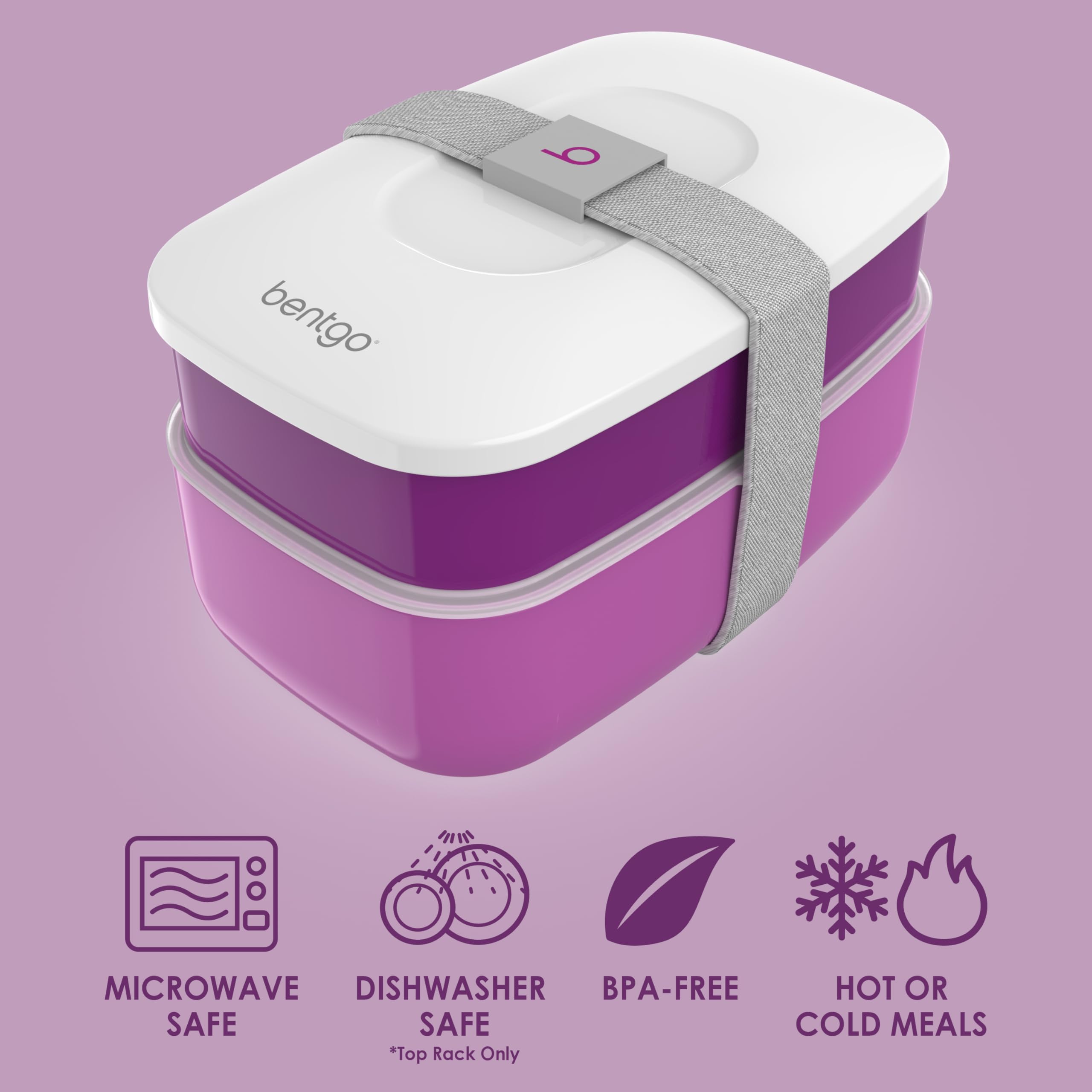 Bentgo Classic Purple bento microwave-safe main containers for reheating meals