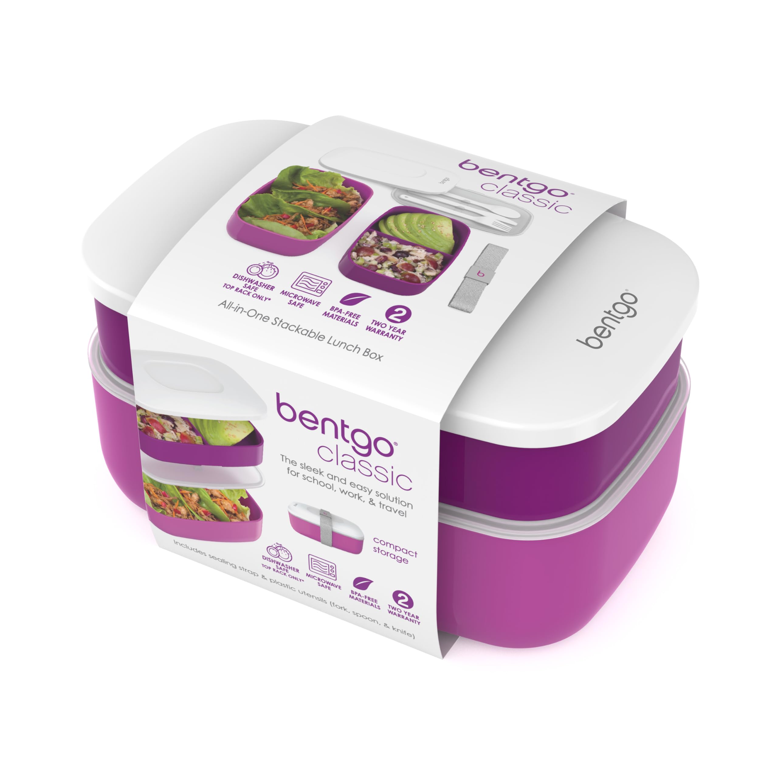 Bentgo Classic Purple bento nested storage demonstrating compact packing
